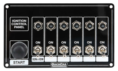 QUICKCAR RACING PRODUCTS IGNITION PANEL BLK W/ START BUT. 5 ACC. CIRCUT