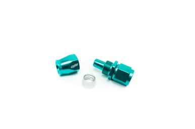 COLOR FITTINGS -10 AN STRAIGHT FEMALE ALUMINUM HOSE END (PTFE)  - TEAL COFFPE-10-000-000-TL