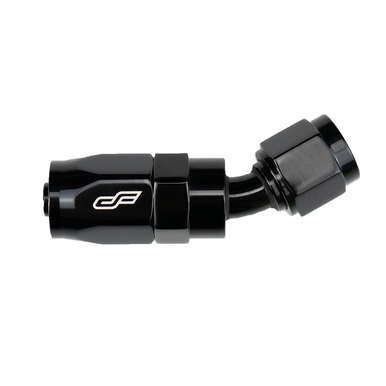 COLOR FITTINGS -08 AN 30 DEGREE FEMALE ALUMINUM HOSE END FITTING  - BLACK COFFHE-08-030-000-BL