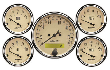 AUTOMETER A/B 5pc. Gauge Kit w/ Elec. Speedo - Metric AMT1809-M