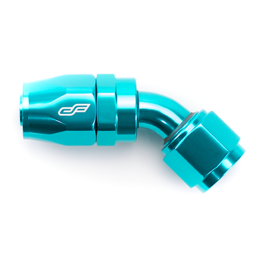 COLOR FITTINGS -08 AN 45 DEGREE FEMALE ALUMINUM HOSE END FITTING  - TEAL COFFHE-08-045-000-TL