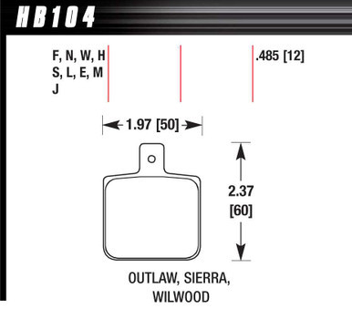 HAWK BRAKE Brake Pad Set-Race DR97 Wilwood Dynalite Single HAWHB104J485