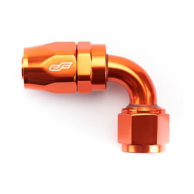COLOR FITTINGS -10 AN 90 DEGREE FEMALE ALUMINUM HOSE END FITTING  - ORANGE COFFHE-10-090-000-OR