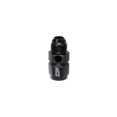 COLOR FITTINGS PRESSURE GAUGE ADAPTER, 8AN TO 8AN W/ 1/8" PORT  - BLACK COFPGA-08-008-018-BL