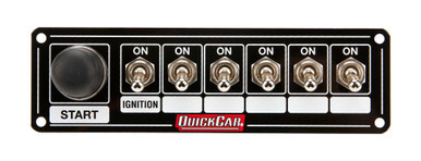 QUICKCAR RACING PRODUCTS IGNITION PANEL BLK. W/ START BUT. 5 ACC.