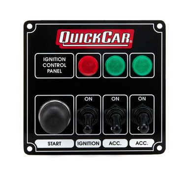 QUICKCAR RACING PRODUCTS IGNITION PANEL BLACK W/ 2 ACC. & LIGHTS