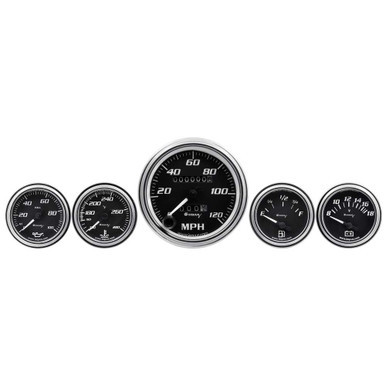 EQUUS 5-Piece Gauge Set Black Face/Chrome Bezel EQUE7500