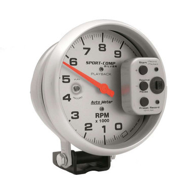 AUTOMETER 5in S/C Silver 9000 RPM Playback Tach ATM3964