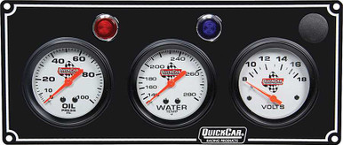 QUICKCAR RACING PRODUCTS 3 Gauge Panel OP/WT/Volt Black QRP61-6717