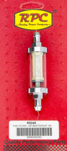 RACING POWER CO-PACKAGED 3/8in Chrome/Clear Fuel Filter RPCR9245