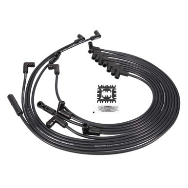 Top Street Performance Top Street Performance Chevy SB Over Valve Cover Wires; 8.5mm Black; 90 Deg White Ceramic Plug Boots TSP82090BCE