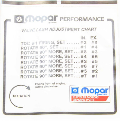 MOPAR PERFORMANCE Valve Lash Adj. Decal MOPP4452989