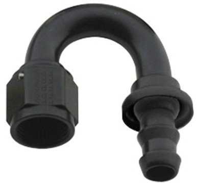 FRAGOLA Hose Fitting #12 180 Deg Push Lock Black FRG218012-BL