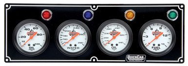 QUICKCAR RACING PRODUCTS 4 GAUGE PANEL  OP/WT/OT/ FP BLACK
