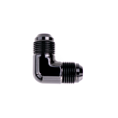 COLOR FITTINGS -04 AN FITTING 90 DEGREE MALE TO MALE FLARE UNION  - BLACK COFMME-04-090-000-BL