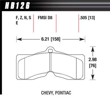 HAWK BRAKE Performance Street Brake Pads (4) HAWHB126F505