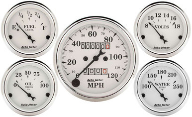 Old Tyme White Gauge Kit Mech Speedo ATM1601
