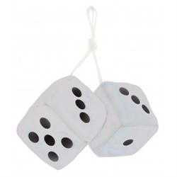 UNITED PACIFIC WHITE 3 X 3 INCH FUZZY DICE UPDC5038W