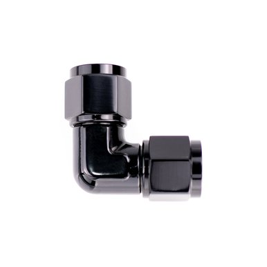 COLOR FITTINGS -08 AN FITTING 90 DEGREE FEMALE TO FEMALE FLARE UNION  - BLACK COFFFS-08-090-000-BL