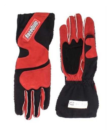 RACEQUIP GLOVES OUTSEAM BLACK/RED LARGE SFI-5 RQP356105