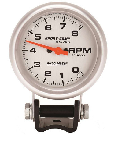 Sport Comp 2 5/8in Silver Tach 8000 RPM ATM3707