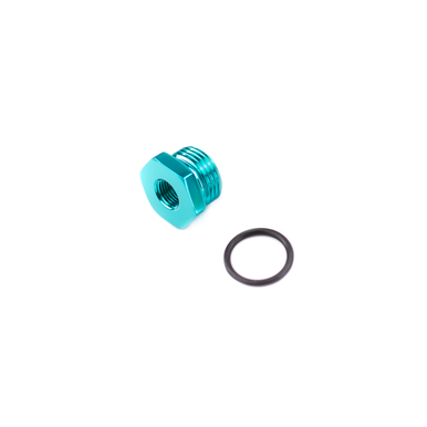 COLOR FITTINGS -8 AN ORB PLUG TO 1/8" NPT  - TEAL COFFPO-08-018-000-TL