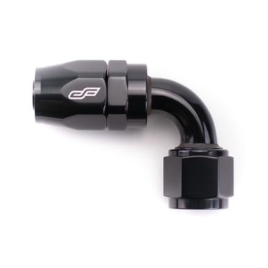 COLOR FITTINGS -10 AN 90 DEGREE FEMALE ALUMINUM HOSE END FITTING  - BLACK COFFHE-10-090-000-BL