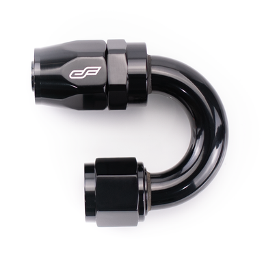 COLOR FITTINGS -10 AN 180 DEGREE FEMALE ALUMINUM HOSE END FITTING  - BLACK COFFHE-10-180-000-BL
