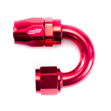 COLOR FITTINGS -06 AN 180 DEGREE FEMALE ALUMINUM HOSE END FITTING  - RED COFFHE-06-180-000-RD