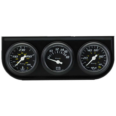 1-1/2 Dia Triple Gauge Set w/Black Panel EQUE6100