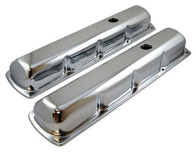 RACING POWER CO-PACKAGED CHROME STEEL OLDSMOBILE TALL VALVE COVER PAIR RPCR9395