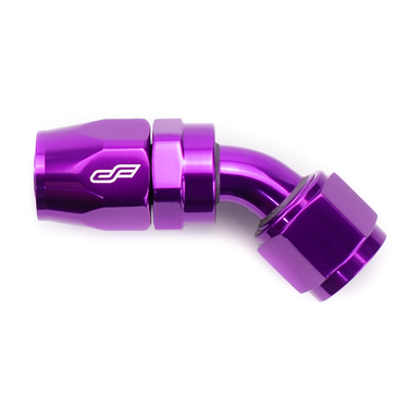 COLOR FITTINGS -10 AN 45 DEGREE FEMALE ALUMINUM HOSE END FITTING  - PURPLE COFFHE-10-045-000-PU