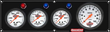 QUICKCAR RACING PRODUCTS 3-1 GAUGE PANEL OP/WT/WP BLACK QRP61-67463