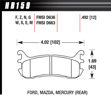 HAWK BRAKE Street Brake Pads Rear Miata Blue HAWHB159E492