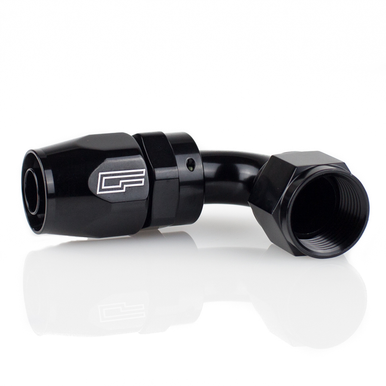 COLOR FITTINGS -06 AN 180 DEGREE FEMALE ALUMINUM HOSE END (PTFE)  - BLACK COFFPE-06-180-000-BL