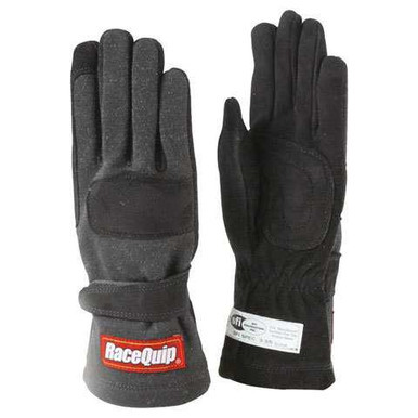 RACEQUIP GLOVES DOUBLE LAYER MEDIUM BLACK SFI RQP355003