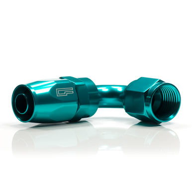 COLOR FITTINGS -06 AN 180 DEGREE FEMALE ALUMINUM HOSE END (PTFE)  - TEAL COFFPE-06-180-000-TL