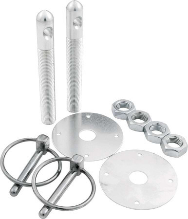 ALLSTAR PERFORMANCE Alum Hood Pin Kit 1/2in with 1/4in Clips Silver ALL18500