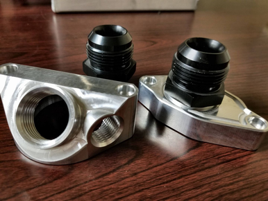 COLOR FITTINGS HONDA 1.6L GSR THERMOSTAT TO 12AN ORB FEMALE FITTING  - RAW AL./PURPLE,BLACK (BL) COFTST-FF-GSR-012-BL