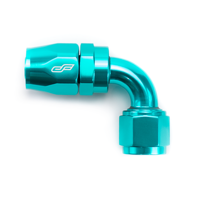 COLOR FITTINGS -04 AN 90 DEGREE FEMALE ALUMINUM HOSE END FITTING  - TEAL COFFHE-04-090-000-TL