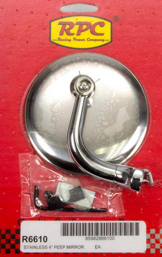 RACING POWER CO-PACKAGED Stainless Peep Mirror w/Short Arm 4in RPCR6610
