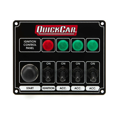 QUICKCAR RACING PRODUCTS IGNITION PANEL BLACK W/ 3 ACC. & LIGHTS
