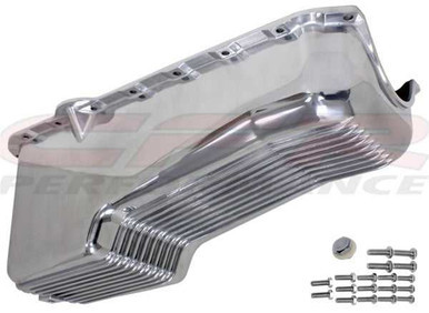 CFR PERFORMANCE ALUMINUM 1980-85 CHEVY SB 283-350 STOCK CAPACITY OIL PAN - RETRO FINNED - POLISHED (4 QUART) CFRHZ-8443-POL