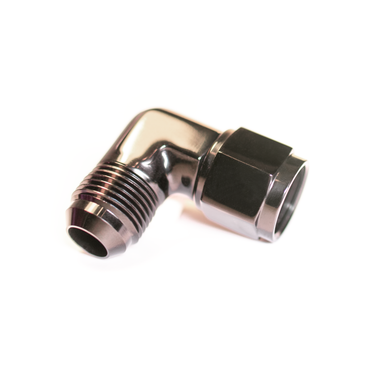 COLOR FITTINGS -08 AN 90 DEGREE FEMALE TO MALE UNION  - BLACK COFFMS-08-090-000-BL