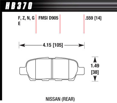 HAWK BRAKE Performance Street Brake Pads (4) HAWHB370F559