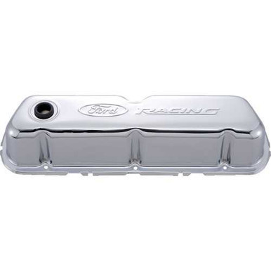 Chrome Steel Valve Cover Set w/Ford Racing Logo FRD302-070