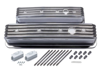 MR. GASKET SBC Cast Alm Valve Cover Set Finned Style Pol. MRG6856G