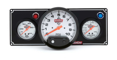 QUICKCAR RACING PRODUCTS 2-1 Gauge Panel OP/WT w/ 5in Tach Black QRP61-6731