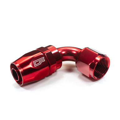 COLOR FITTINGS -06 AN 180 DEGREE FEMALE ALUMINUM HOSE END (PTFE)  - RED COFFPE-06-180-000-RD