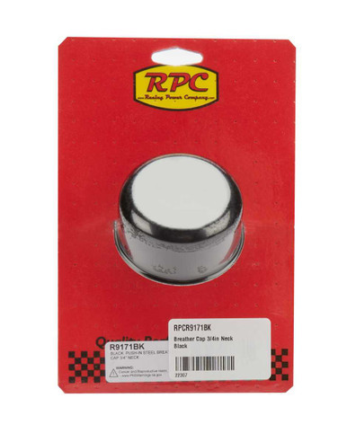 RACING POWER CO-PACKAGED BREATHER CAP 3/4IN NECK BLACK RPCR9171BK